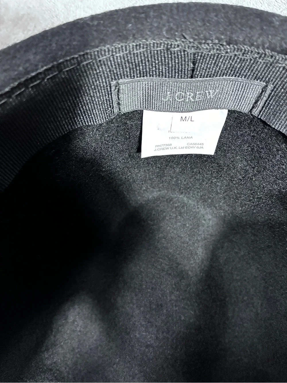 J.Crew Black 100% Wool Fedora Trilby Hat M/L Classic Unisex EUC
